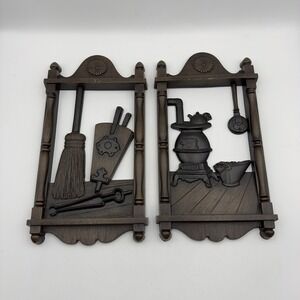 Vintage‎ 70's Homco Wall Hanging Plaques #7290 Country Living MCM Set Of 2